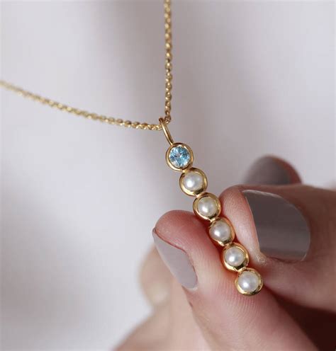 Pearl Bar Gemstone Necklace In 18ct Gold Vermeil Plated By Auren