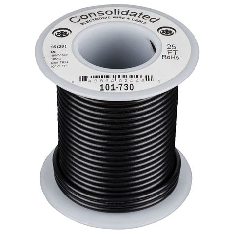 Consolidated Stranded 16 Awg Hook Up Wire 25 Ft Black Ul Ra Ebay