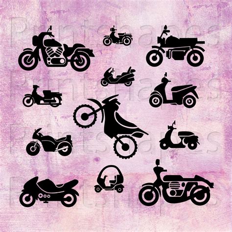 Motorcycle Clipart Icon Monograms Cutting File Set By Printshapes