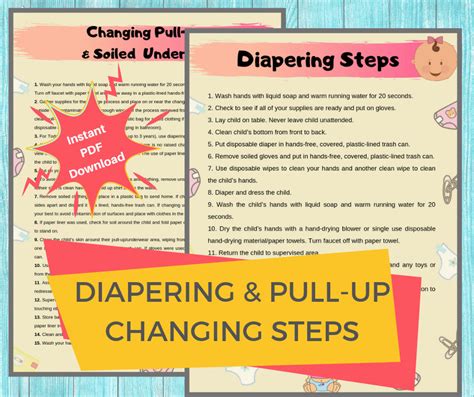 Diaper Changing Steps Daycare Printable Diapering And Pull Up Etsy Canada