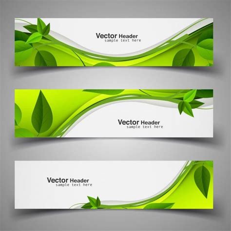 Free Vector Green Nature Headers With Leaves Design De Bouteille