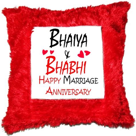 Personalized birthday song for bhai. Juvixbuy Bhaiya & Bhabhi Happy Marriage Anniversary Printed Red Fur Cushion (16 Inch x 16 Inch ...