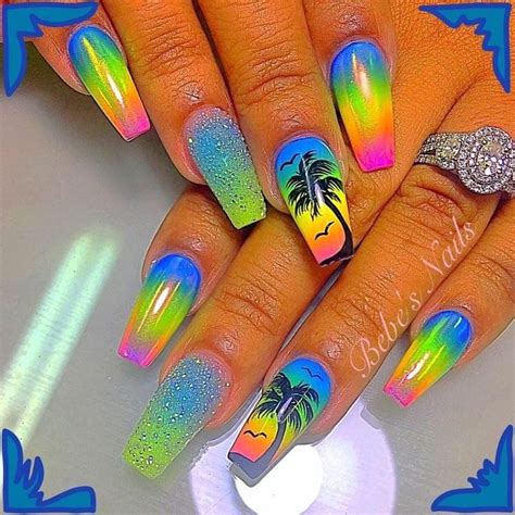 Tropical Nails Art Girl Polish Cute Makeup Neon Nails Neon