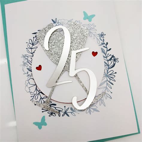 25th Silver Wedding Anniversary Card Handmade Anniversary Card