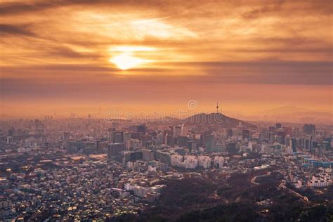 Sunrise Of Seoul City Skylinesouth Korea Stock Image Image Of Korean