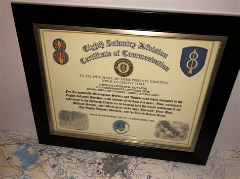 8th Infantry Division Commemorative Certificate Of Commendation Ebay