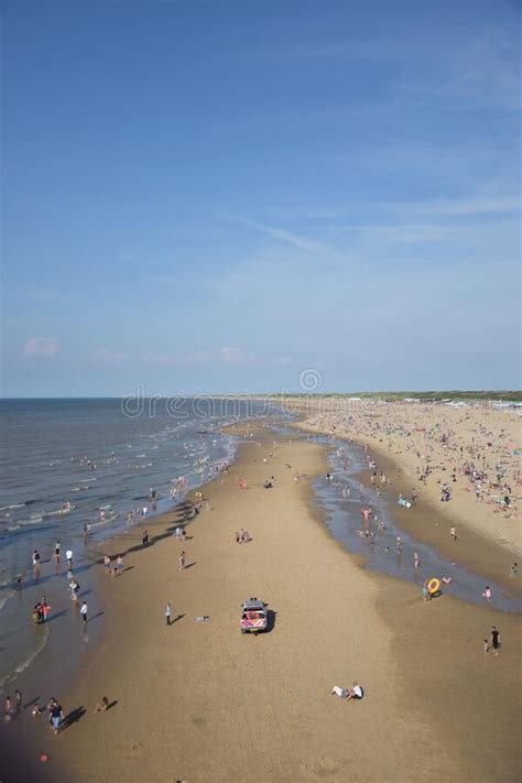 Aerial View Of People Enjoying The Beach Stock Photo Image Of People