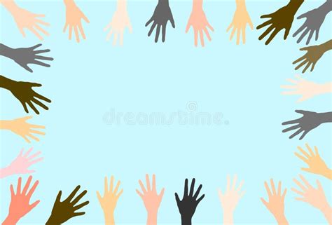 Group Raised Human Arms And Handsdiversity Multiethnic People Racial