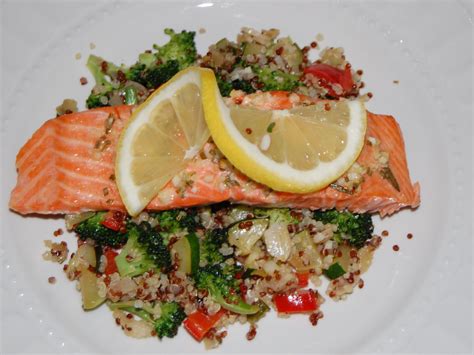 Baked Salmon With Quinoa And Vegetable Stir Fry Annas