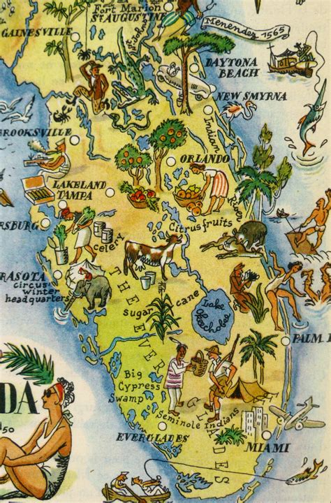 Florida Pictorial Map 1946