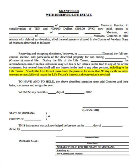 Life Estate Deed Form Printable