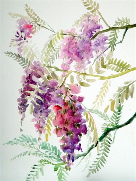 Wisteria Original Watercolor Painting Large Size 15 X 20 In