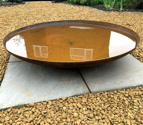 Round Wood 120cm Curved Corten Steel Outdoor Water Bowl For Sale Online