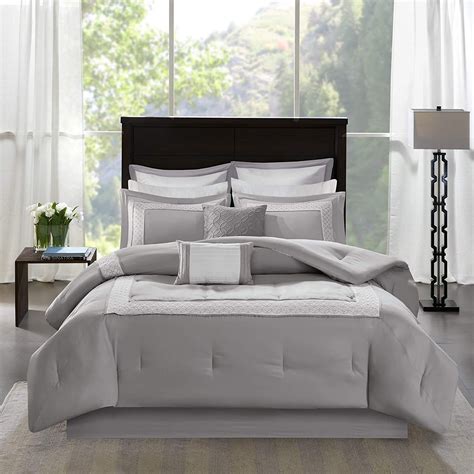 Stratford King Size Bed Comforter Set Bed In A Bag Grey