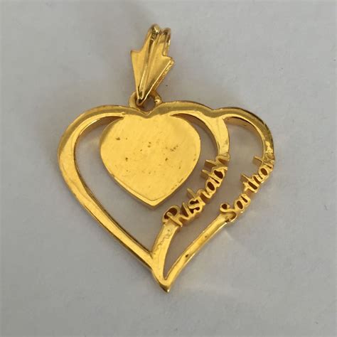 Twin Golden Heart Name Pendant