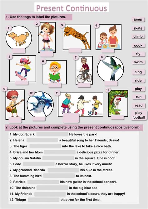 Present Continuous Worksheets Play Run 5th Class Second Language