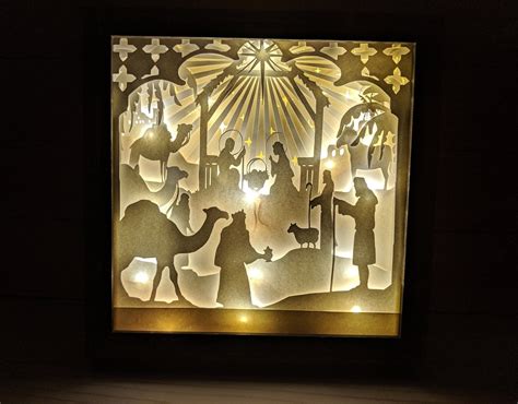 Decorative Nativity Scene Light Up Shadow Box Nativity | Etsy Outdoor