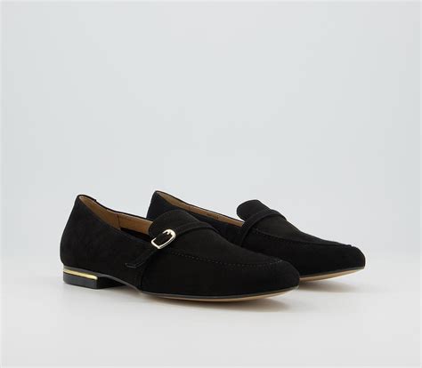 Office Factual Buckle Loafers Black Suede Flat Shoes For Women