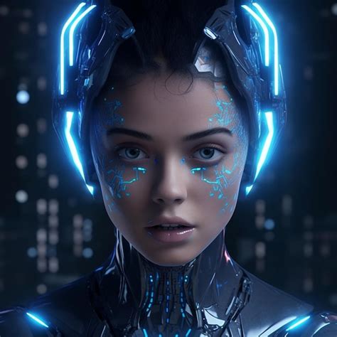 Premium Ai Image Girl Cyborg Generative Ai