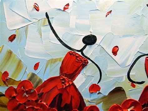 Custom Abstract Dancers Painting Red Dress Textured Palette Knife Musi