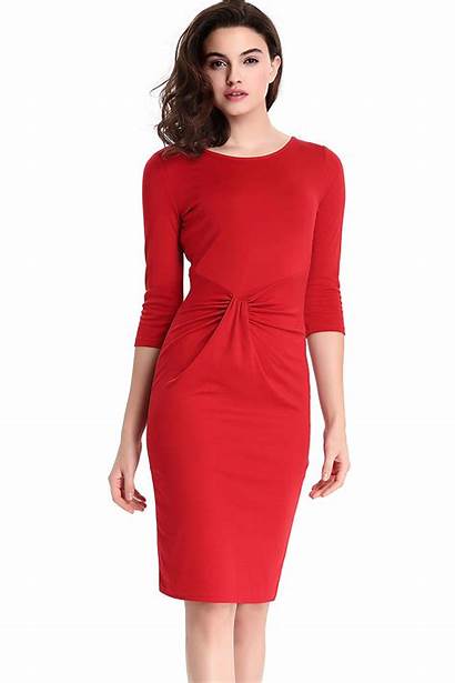 Knee Length Round Casual Neck Solid Dresses