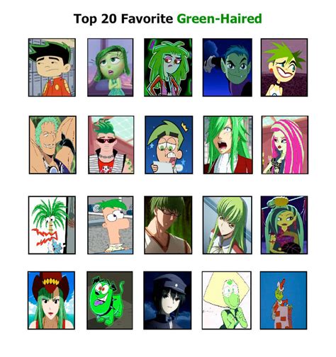 My Top 20 Favorite Green Haired Characters By Innocenceandinstinic On