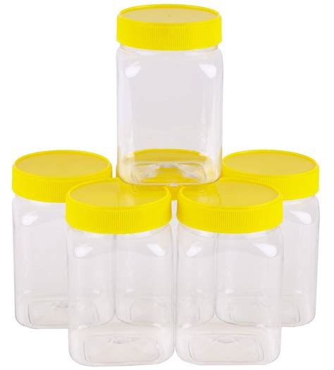 Plastic Honey Jar 500gm Square Yellow Lid Food Grade Carton 210 Pcs