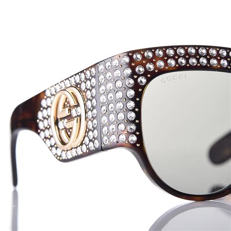 gucci acetate crystal oversize hollywood forever sunglasses gg0144s tortoiseshell 279755