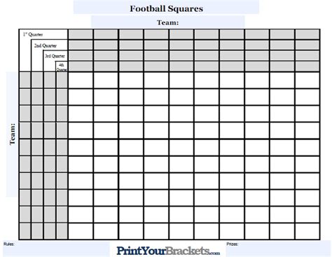 Printable Football Squares Template Excel Printable Templates