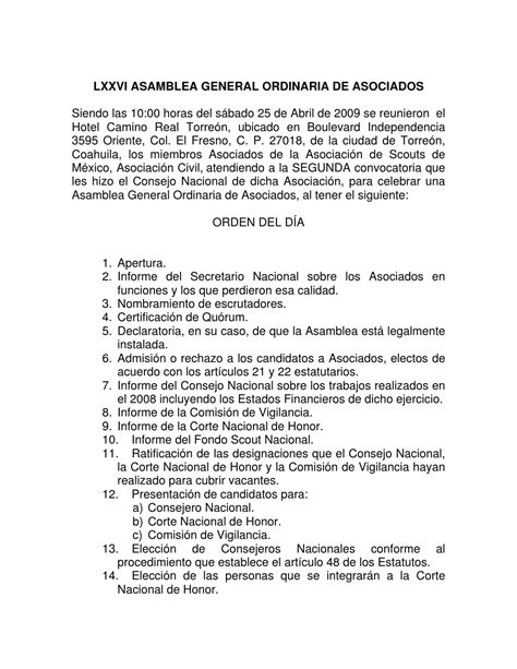 Ejemplo De Acta De Asamblea General Ordinaria Nuevo E Vrogue Co