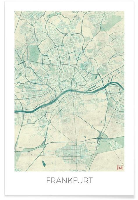 Frankfurt Vintage Map Poster Juniqe