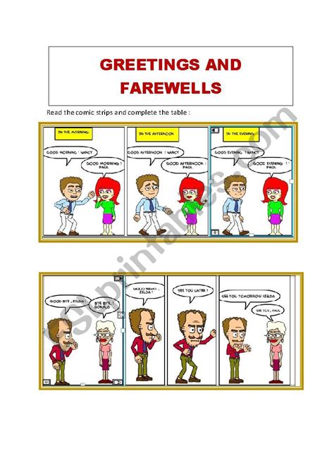 Greetings And Farewells Esl Worksheet By Liligirl