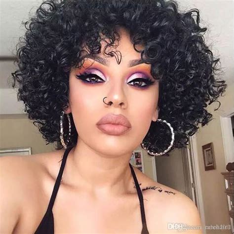 A layered haircut for thick curly hair will not only make your hair beautifully fall on your back and shoulders, but will also define your waves and ringlets. Short Loose Curly Wigs For Black Women Peruvian Remy ...