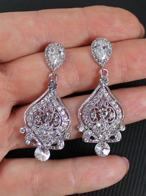 Chandelier Crystal Earrings Crystal Bridal Earrings Vintage Etsy