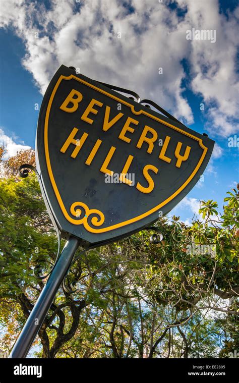 Beverly Hills City Limits Sign Los Angeles California Usa Stock