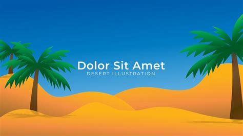 Premium Vector Vector Illustration Of Sunny Desert With Palm Tree And