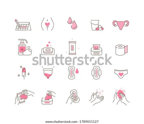 Woman Menstruation Cycle Icons Collection Gynecological Stock Vector Royalty Free