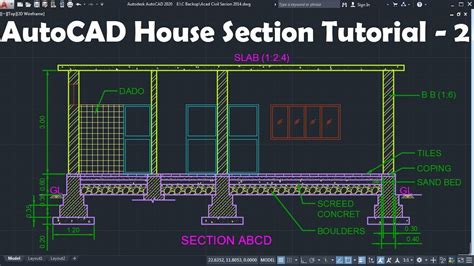 Autocad House Section Drawing Tutorial 2 Of 3 Youtube