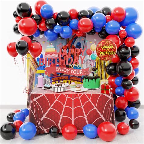 Steliu Spiderman Balloons Arch Garland Kit 109 Pieces Superhero Latex