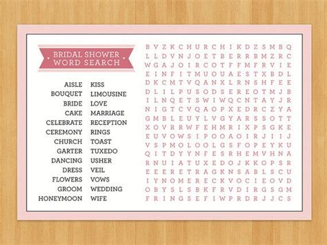 Printable Bridal Shower Word Search By Wrightandmain 1000 Love Cake