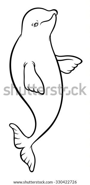 Happy Smiling Beluga Whale Cartoon Vector 스톡 벡터로열티 프리 330422726
