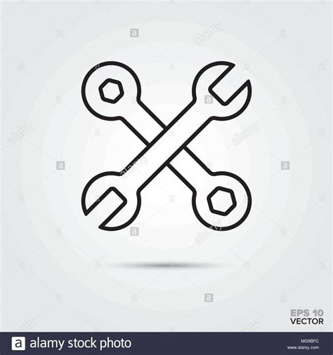Crossed Wrenches Vector Line Icon Automotive Parts Repair And Service