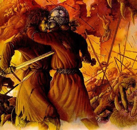 Battle Loki With Heimdallr Norse Mythology Norse Myth