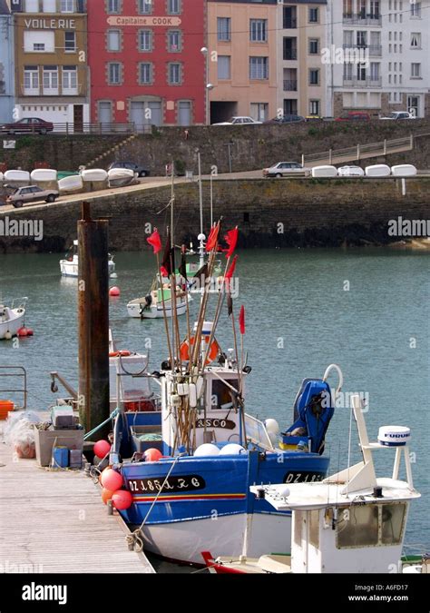 Douarnenez Harbour Finistere Brittany France Fishing Boats Stock Photo