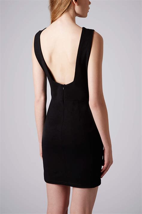 Lyst Topshop Plunge Neck Mini Bodycon Dress In Black