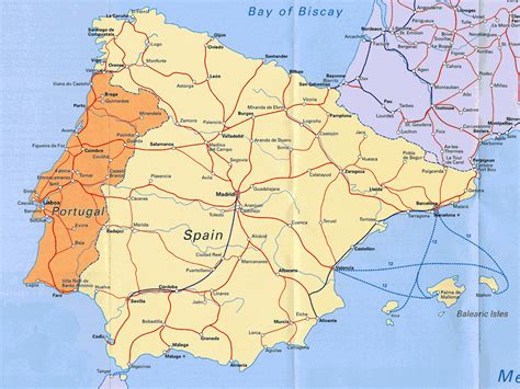 Carreteras Mapa De Portugal Y España Portugal Europa Mapas Del Mundo