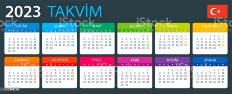 Vector Template Of Color 2023 Calendar Turkish Version向量圖形及更多一月圖片 Istock