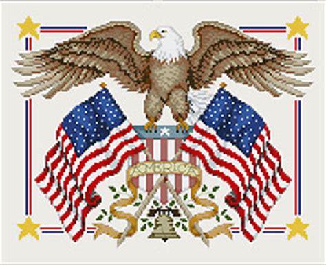 400th pattern just posted on craftsy! American Eagle Cross Stitch Pattern Embroidery Patterns by ...