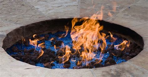 Round Propane Fire Pit With Glass Rocks Glass Designs