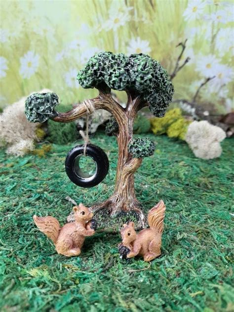 Adorable Dollhouse Miniaturefairy Garden Resin Painted Squirrel S5029